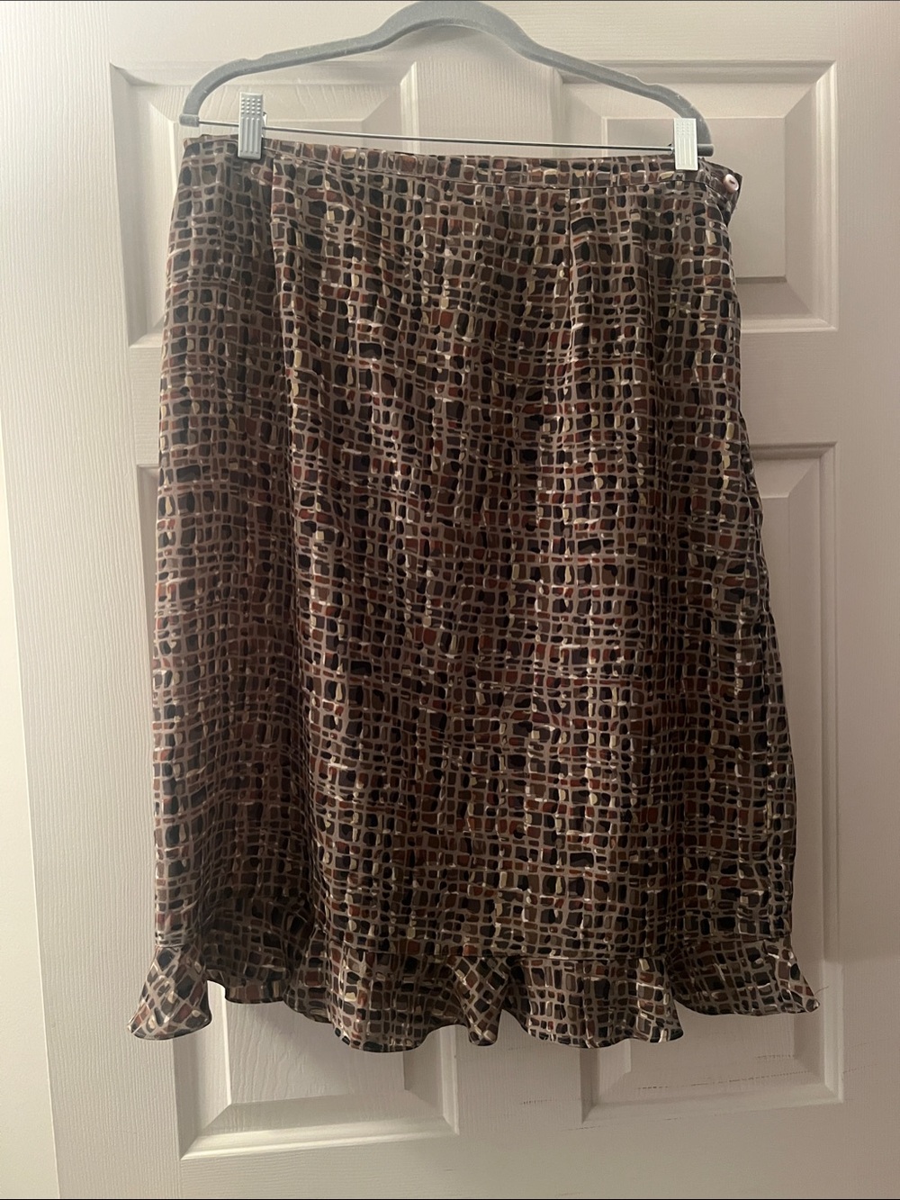 Olive Printed A-Line Ruffle Hem Skirt